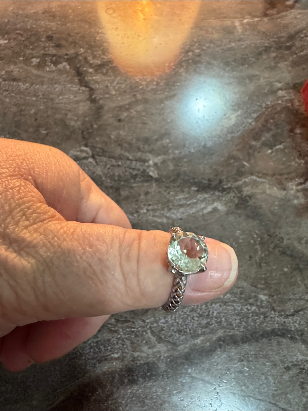 Sterling Silver Green Gemstone Ring - Women's Fashion Ring